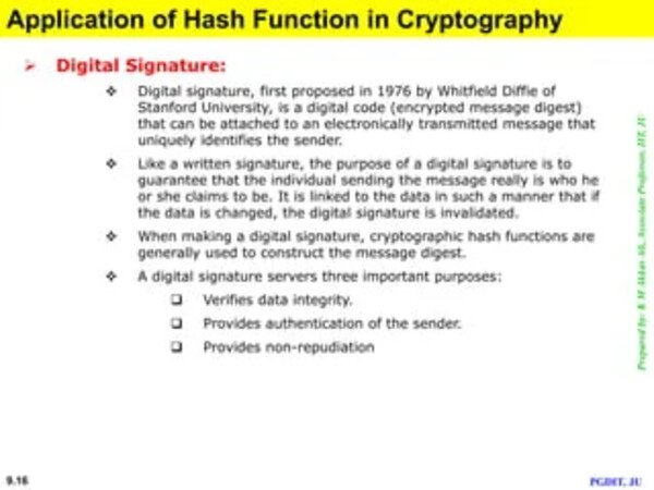 Applications of Cryptographic Hash Functions